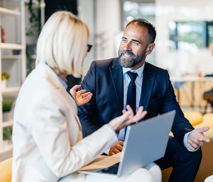 Two people having a meeting