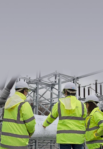 A group of people in hi-vis clothes