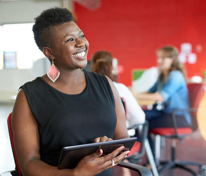 A woman with Ipad