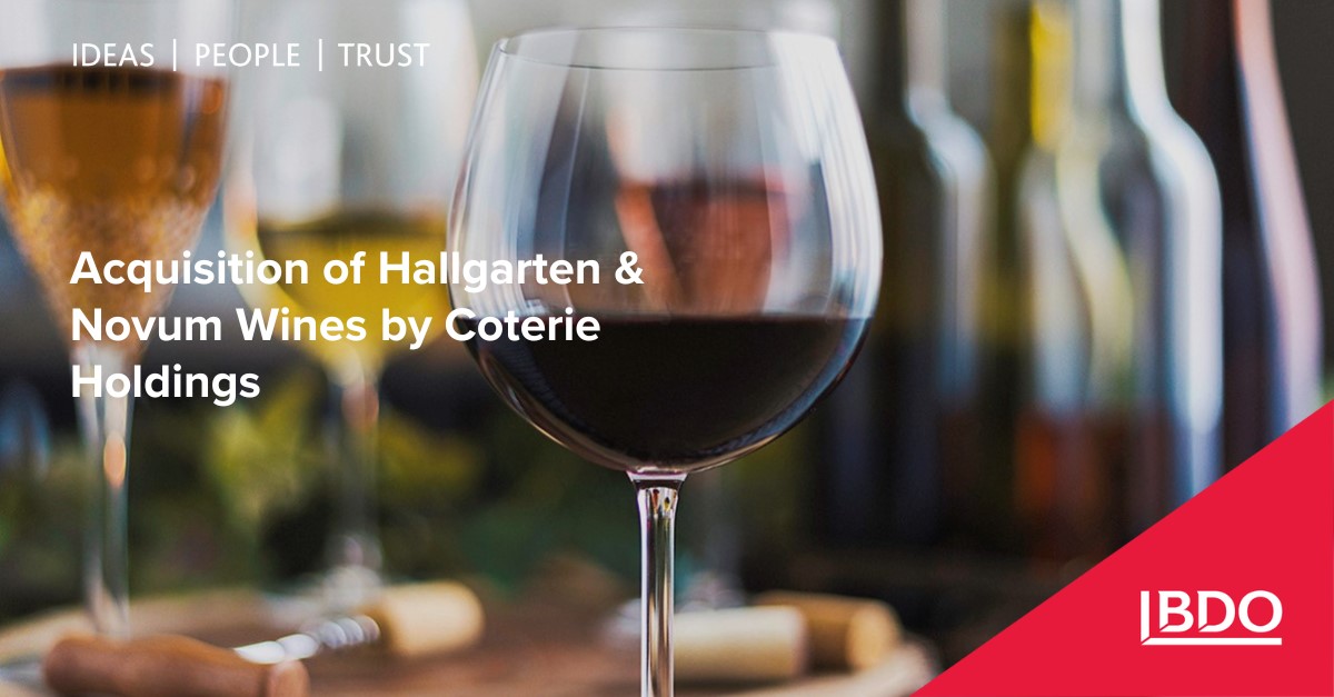 Hallgarten & Novum Wines Coterie Holdings Acquisition BDO BDO